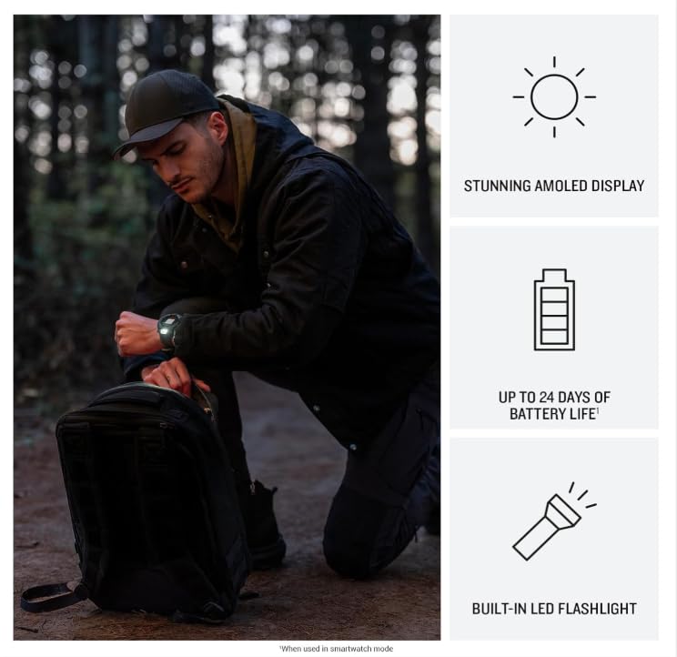 Wearable4U Garmin Instinct 3 Tactical Edition, AMOLED-Display, 50 mm, robuste Outdoor-GPS-Smartwatch, Applied Ballistics Support