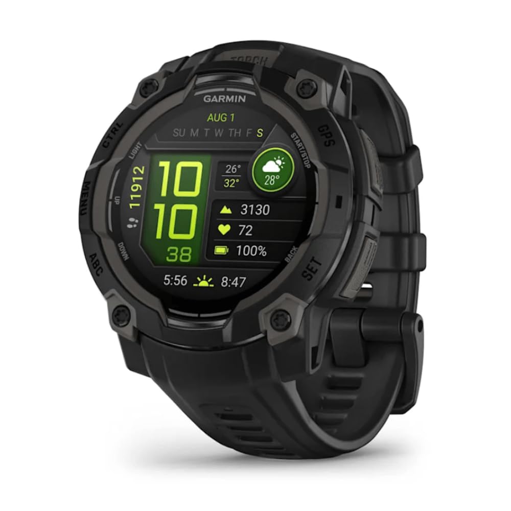 Garmin Instinct 3 45mm AMOLED – Multisport-Smartwatch, 1,2" Display, bis zu 18 Tage Akkulaufzeit, 80+ Sport-Apps, Navigationsfunktion, smarte Features, LED-Taschenlampe, wasserdicht