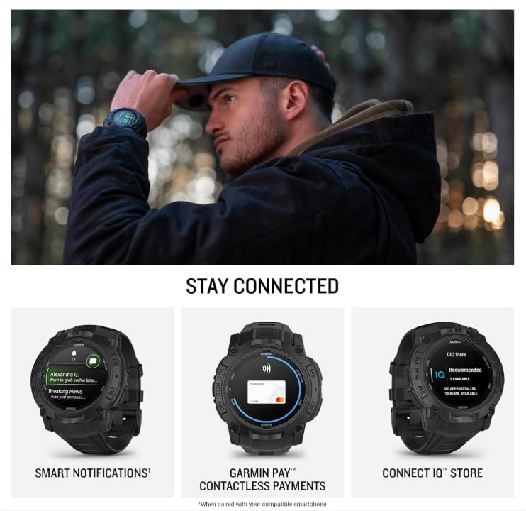 Wearable4U Garmin Instinct 3 Tactical Edition, AMOLED-Display, 50 mm, robuste Outdoor-GPS-Smartwatch, Applied Ballistics Support