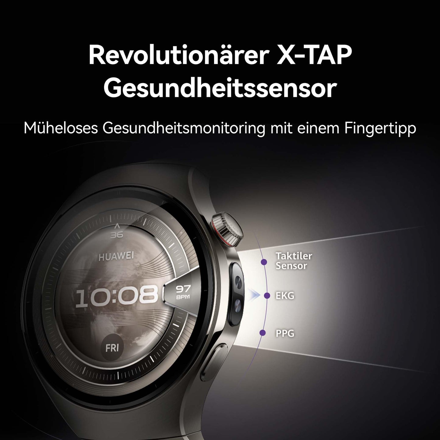 HUAWEI Watch 5 Smartwatch Herren Damen, Health Glance, 5ATM Wasserdicht, GPS, SpO2 an der Fingerspitze, Kompatibel mit Android™ & iOS, Saphirglas, 30 Monate Garantie, 46mm, Silber