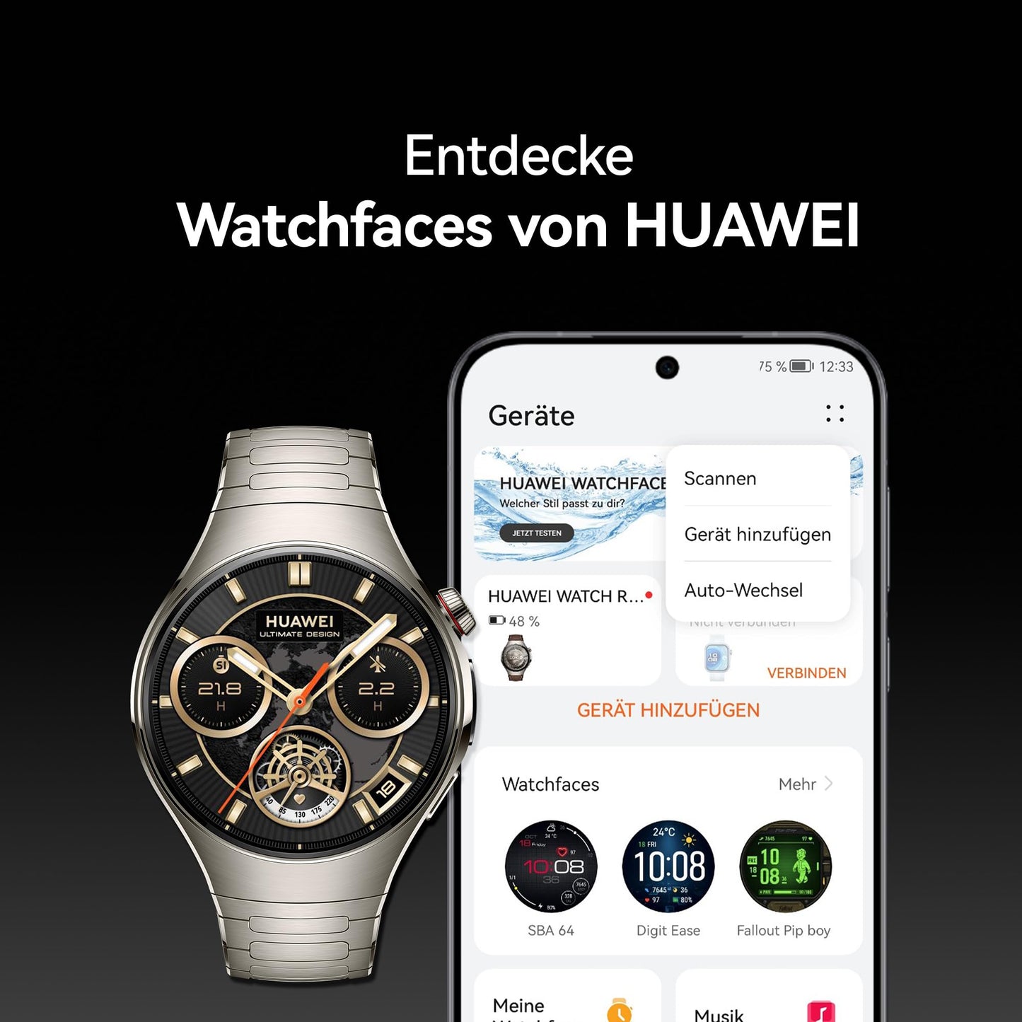 HUAWEI Watch 5 Smartwatch Herren Damen, Health Glance, 5ATM Wasserdicht, GPS, SpO2 an der Fingerspitze, Kompatibel mit Android™ & iOS, Saphirglas, 30 Monate Garantie, 46mm, Silber