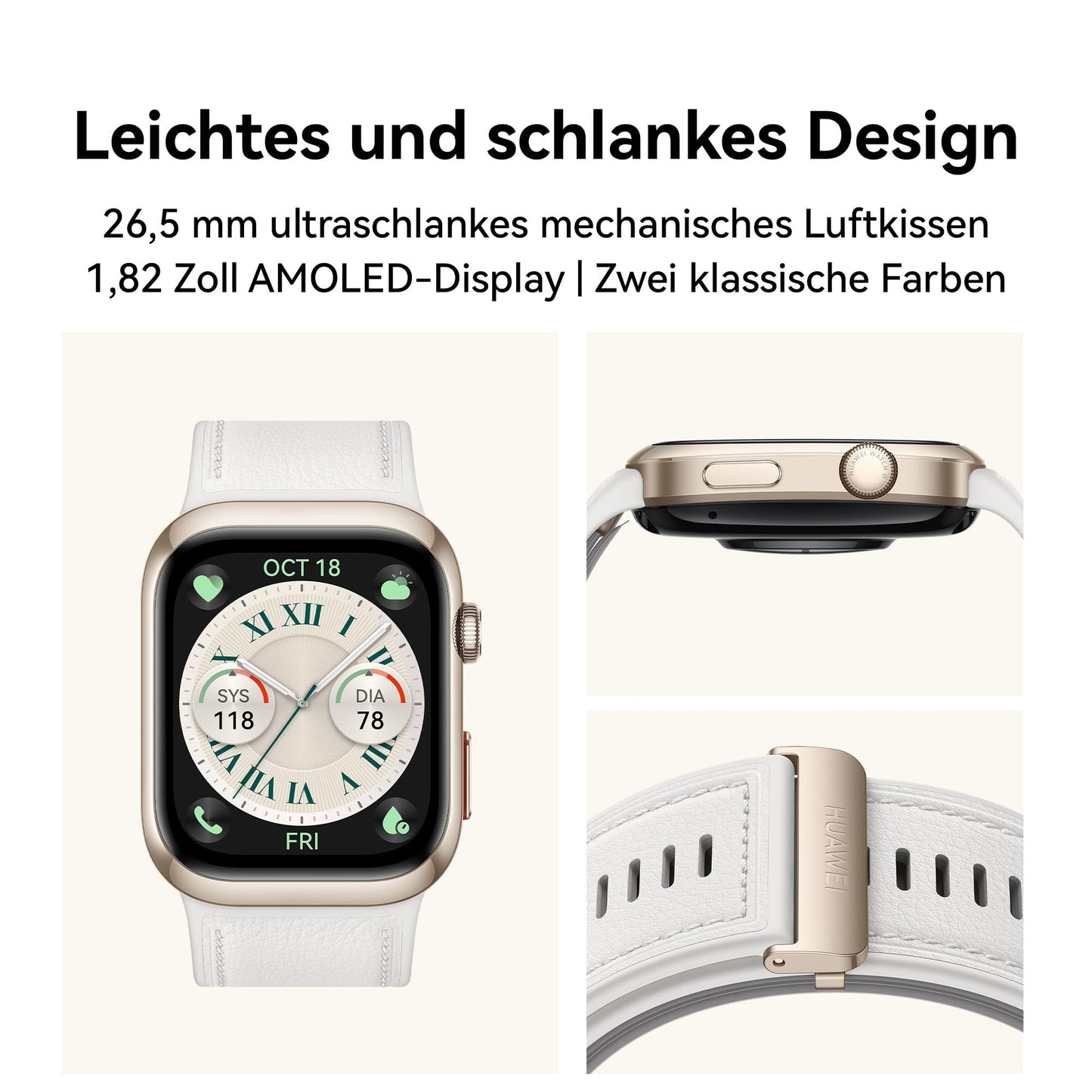 HUAWEI Watch D2 Smartwatch, 1,82" AMOLED-Display, Ambulante Blutdruckmessung, schlankes Design, EKG, smarte Lifestyle-Funktionen