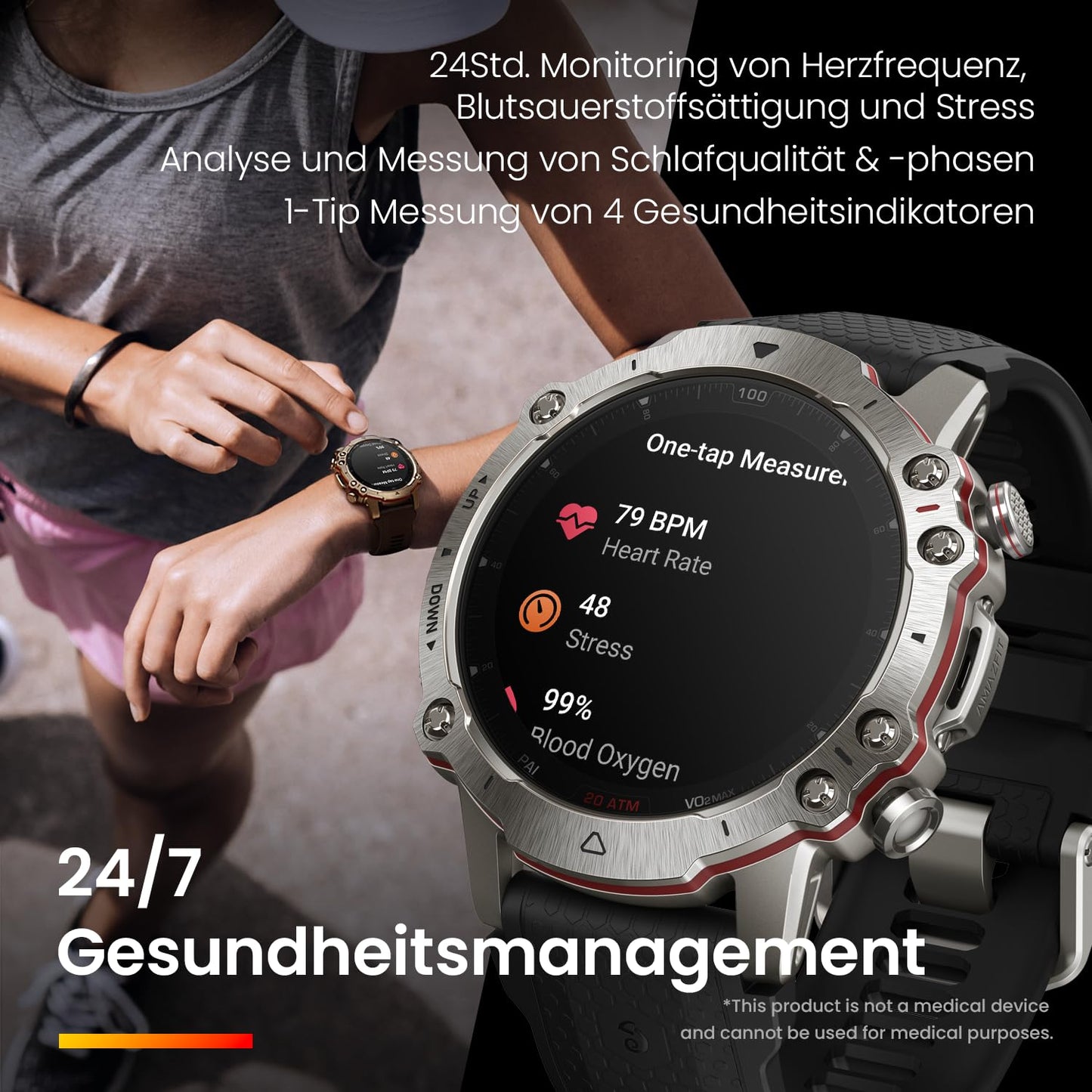 Amazfit Falcon 49mm Outdoor Smartwatch mit Dual-Band GPS, Smarter Sportcoach, Trainingsvorlagen, 150 Sportmodi, Saphir-Display