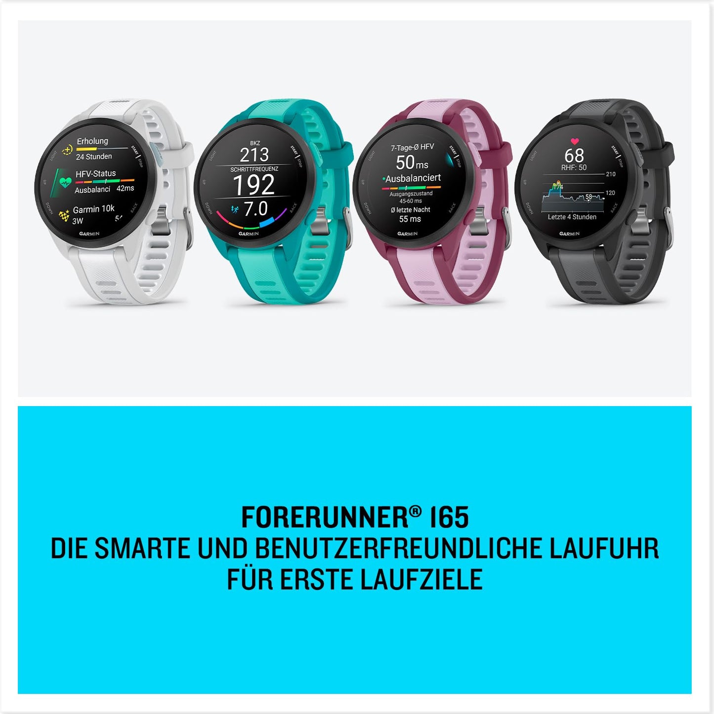 Garmin Forerunner 165 Music 43mm - Lauf-Smartwatch, 1,2" AMOLED Touchscreen, bis zu 11 Tage Akkulaufzeit, 25+ Sport-Apps