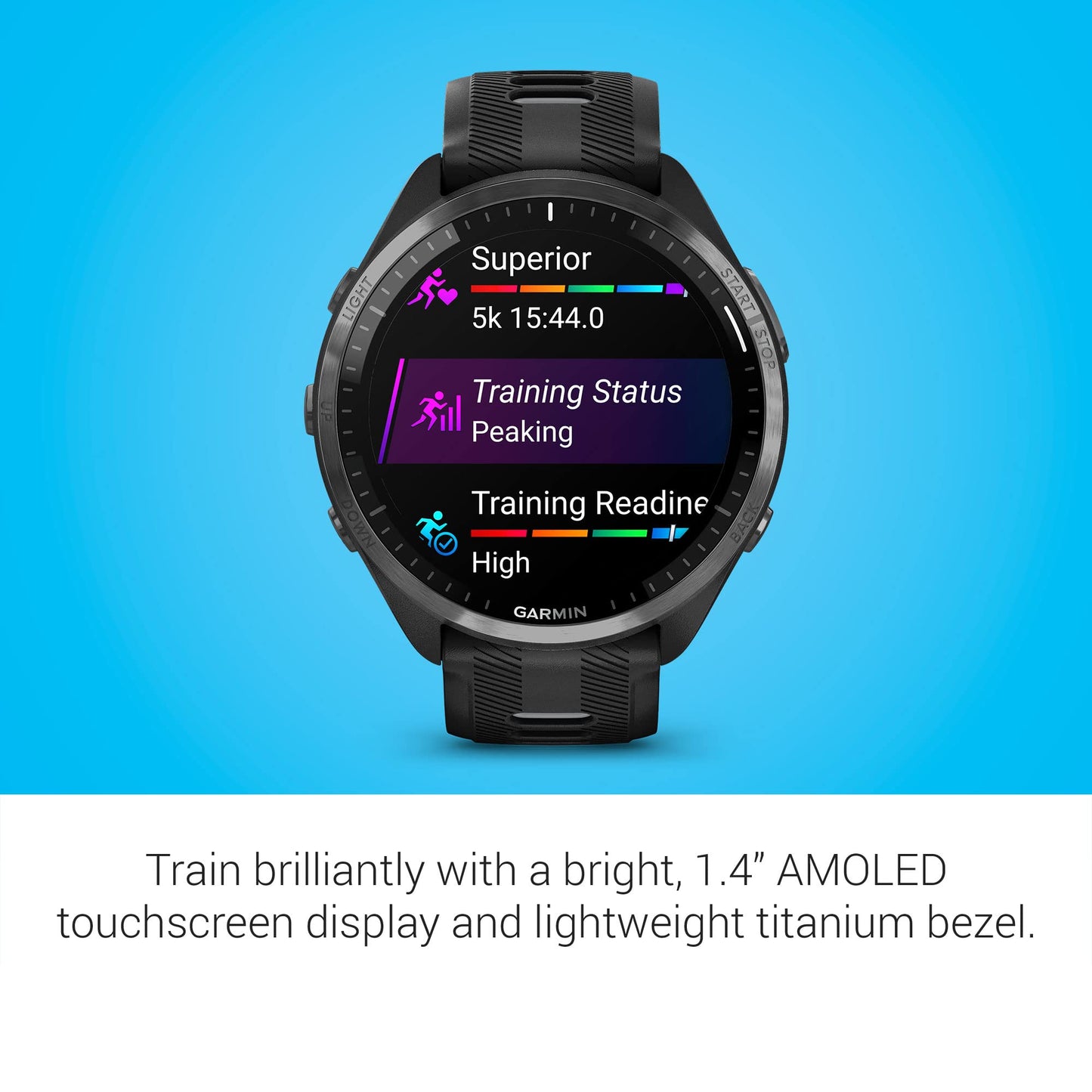 Garmin Forerunner® 965 Lauf-Smartwatch, buntes AMOLED-Display, Trainingsmessungen