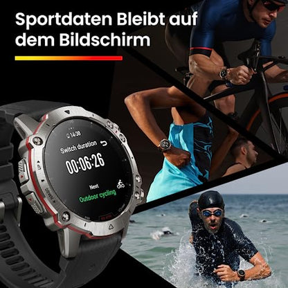 Amazfit Falcon 49mm Outdoor Smartwatch mit Dual-Band GPS, Smarter Sportcoach, Trainingsvorlagen, 150 Sportmodi, Saphir-Display