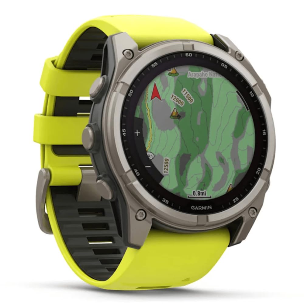 GARMIN Fenix 8–51 mm, Solar, Saphir-Titan, mit Ampello/Graphit-Silikonband