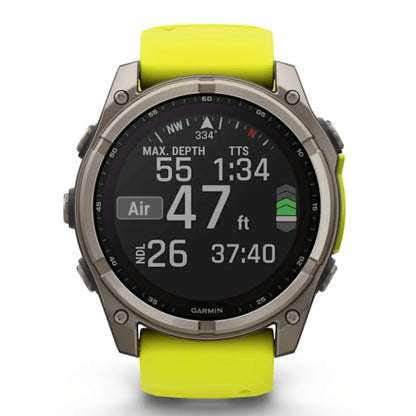 GARMIN Fenix 8–51 mm, Solar, Saphir-Titan, mit Ampello/Graphit-Silikonband