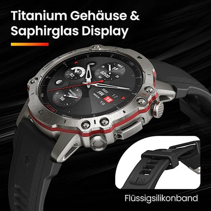 Amazfit Falcon 49mm Outdoor Smartwatch mit Dual-Band GPS, Smarter Sportcoach, Trainingsvorlagen, 150 Sportmodi, Saphir-Display
