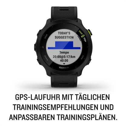 Garmin Forerunner 55 – GPS-Laufuhr mit 1,04“ Always-On-Farbdisplay, täglichen Trainingsempfehlungen, Laufzeitprognose, Sport-Apps und bis zu 14 Tagen Akkulaufzeit