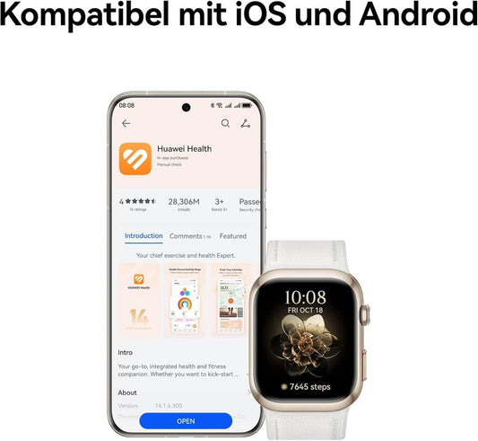 HUAWEI Watch D2 Smartwatch, 1,82" AMOLED-Display, Ambulante Blutdruckmessung, schlankes Design, EKG, smarte Lifestyle-Funktionen
