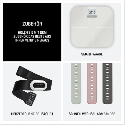Garmin Venu 3 45mm – Fitness-Smartwatch, 1,4" AMOLED-Touchdisplay, bis zu 14 Tage Akkulaufzeit, 30+ Sport-Apps, Bluetooth Telefonie und Sprachassistenz, Garmin Music, GarminPay, Rollstuhlmodus