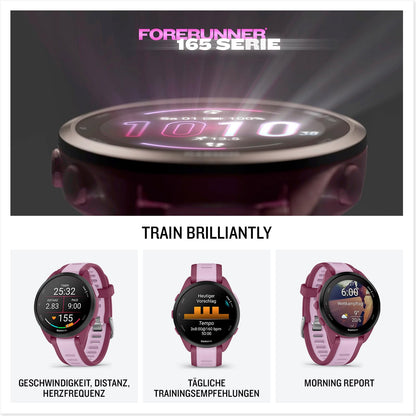 Garmin Forerunner 165 Music 43mm - Lauf-Smartwatch, 1,2" AMOLED Touchscreen, bis zu 11 Tage Akkulaufzeit, 25+ Sport-Apps
