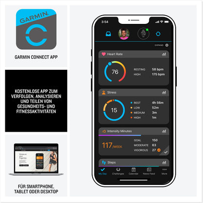 Garmin Forerunner 165 Music 43mm - Lauf-Smartwatch, 1,2" AMOLED Touchscreen, bis zu 11 Tage Akkulaufzeit, 25+ Sport-Apps