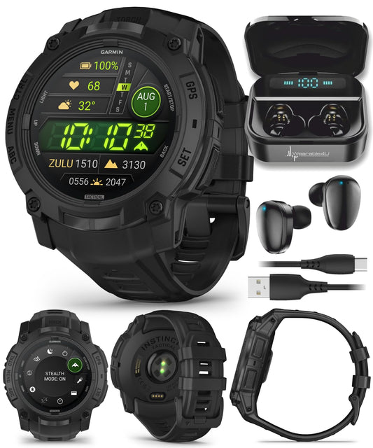 Wearable4U Garmin Instinct 3 Tactical Edition, AMOLED-Display, 50 mm, robuste Outdoor-GPS-Smartwatch, Applied Ballistics Support