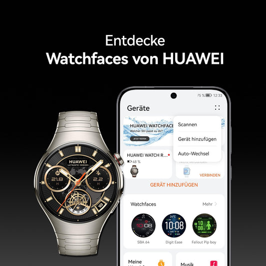 HUAWEI Watch 5 Smartwatch Herren Damen, Health Glance, 5ATM Wasserdicht, GPS, SpO2 an der Fingerspitze, Kompatibel mit Android™ & iOS, Saphirglas, 30 Monate Garantie, 46mm, Silber