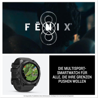 Garmin fēnix 8 51mm – GPS-Multisport-Smartwatch mit 1,4" AMOLED Touch-/Tastendisplay, Taschenlampe, TOPO-Karten