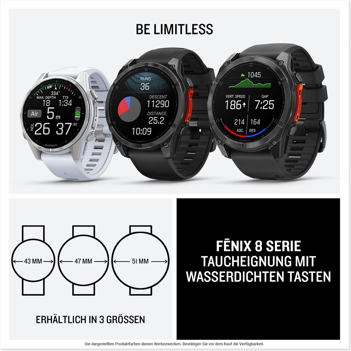 Garmin fēnix 8 51mm – GPS-Multisport-Smartwatch mit 1,4" AMOLED Touch-/Tastendisplay, Taschenlampe, TOPO-Karten