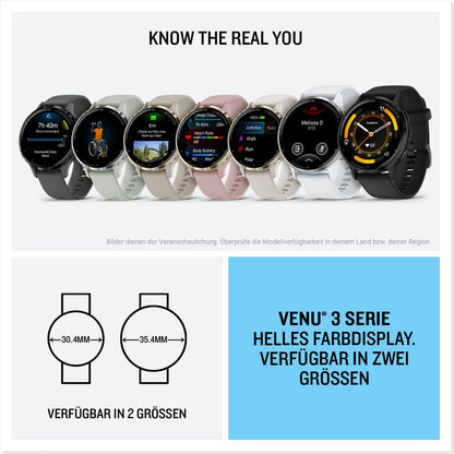 Garmin Venu 3 45mm – Fitness-Smartwatch, 1,4" AMOLED-Touchdisplay, bis zu 14 Tage Akkulaufzeit, 30+ Sport-Apps, Bluetooth Telefonie und Sprachassistenz, Garmin Music, GarminPay, Rollstuhlmodus