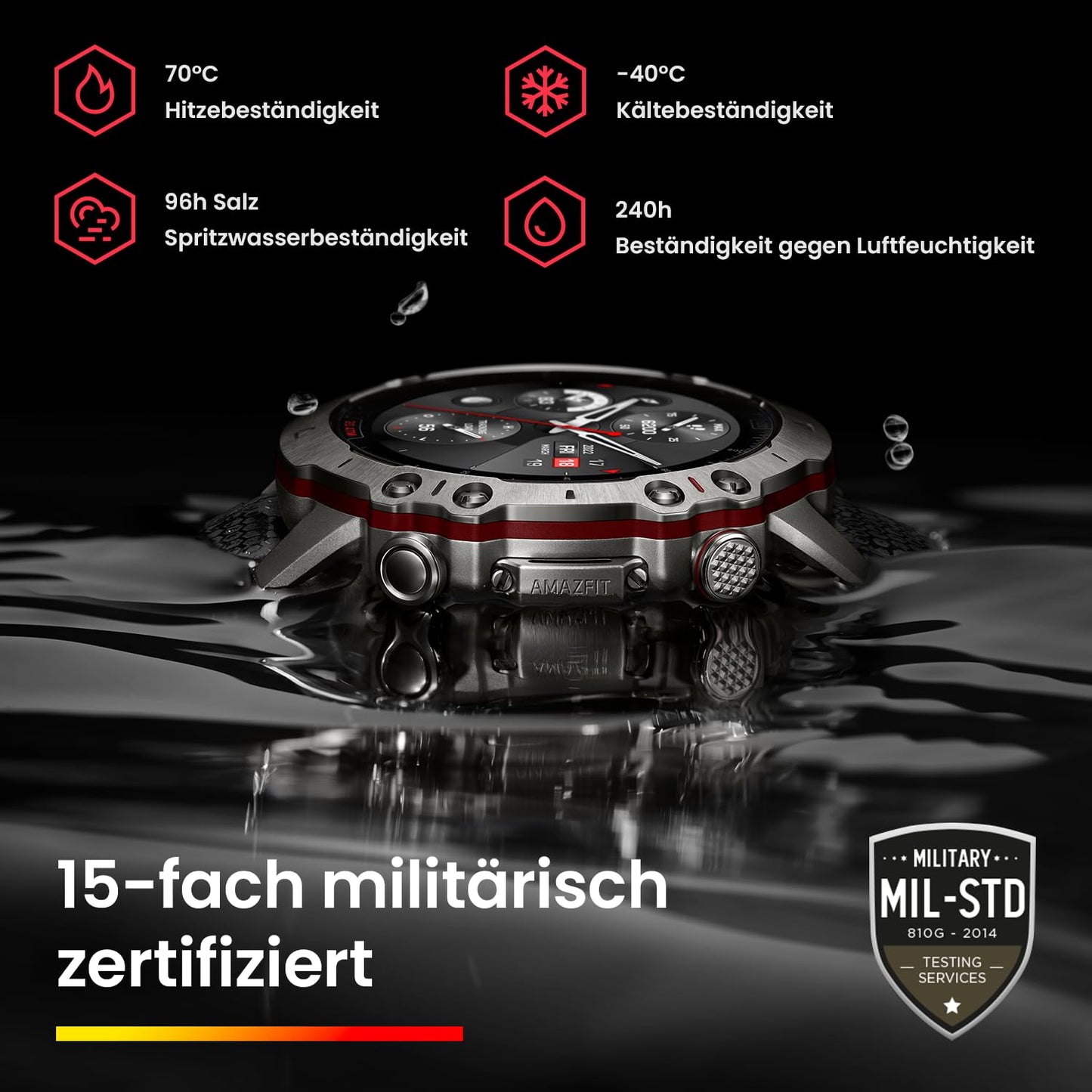 Amazfit Falcon 49mm Outdoor Smartwatch mit Dual-Band GPS, Smarter Sportcoach, Trainingsvorlagen, 150 Sportmodi, Saphir-Display