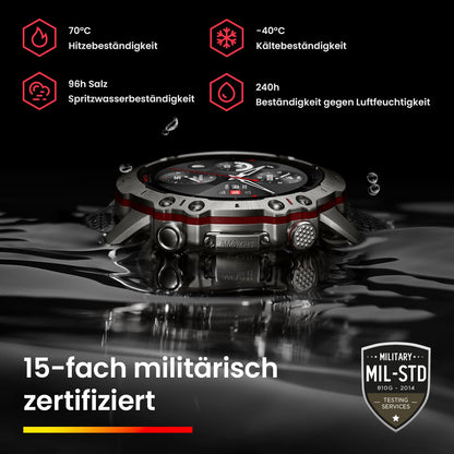 Amazfit Falcon 49mm Outdoor Smartwatch mit Dual-Band GPS, Smarter Sportcoach, Trainingsvorlagen, 150 Sportmodi, Saphir-Display