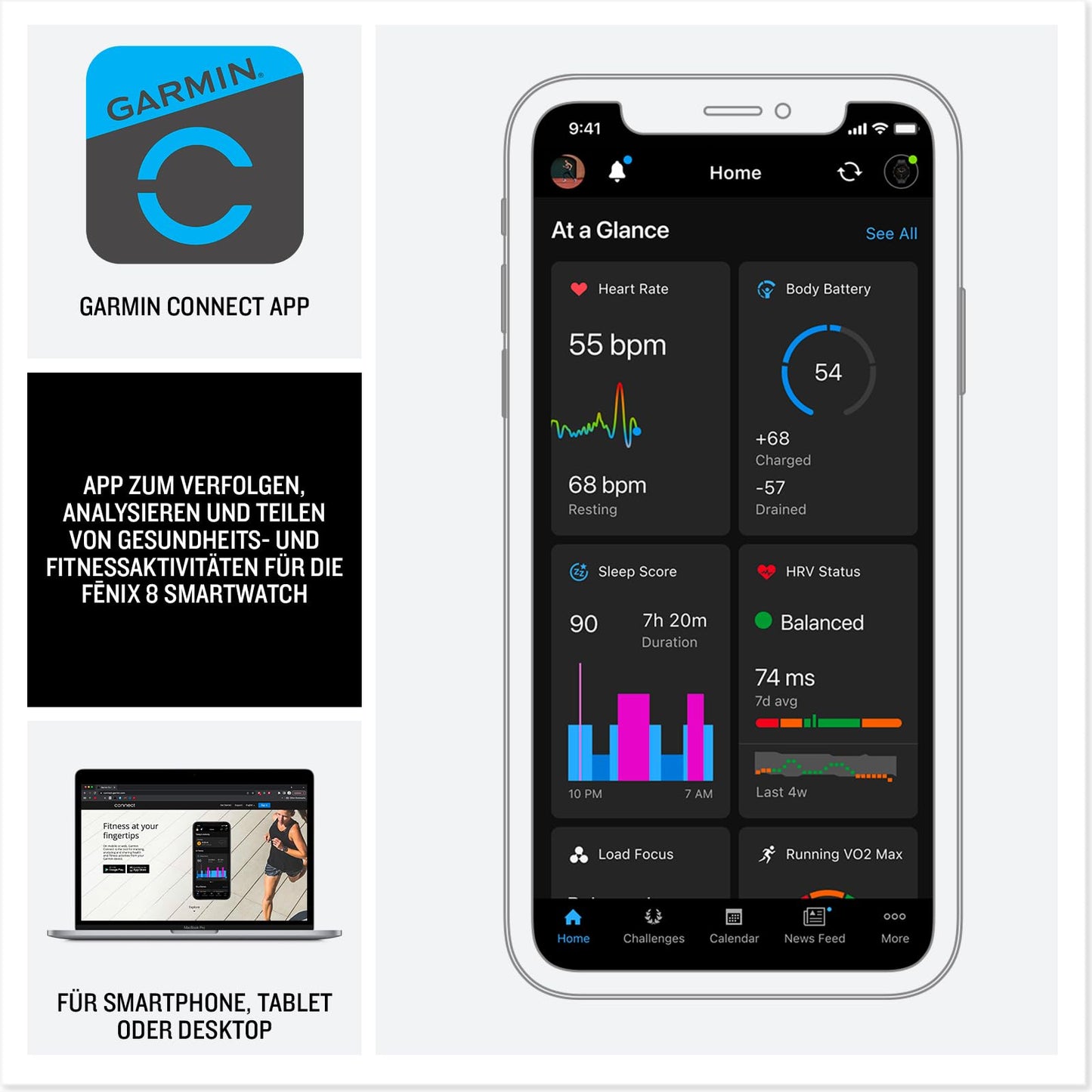 Garmin fēnix 8 51mm – GPS-Multisport-Smartwatch mit 1,4" AMOLED Touch-/Tastendisplay, Taschenlampe, TOPO-Karten