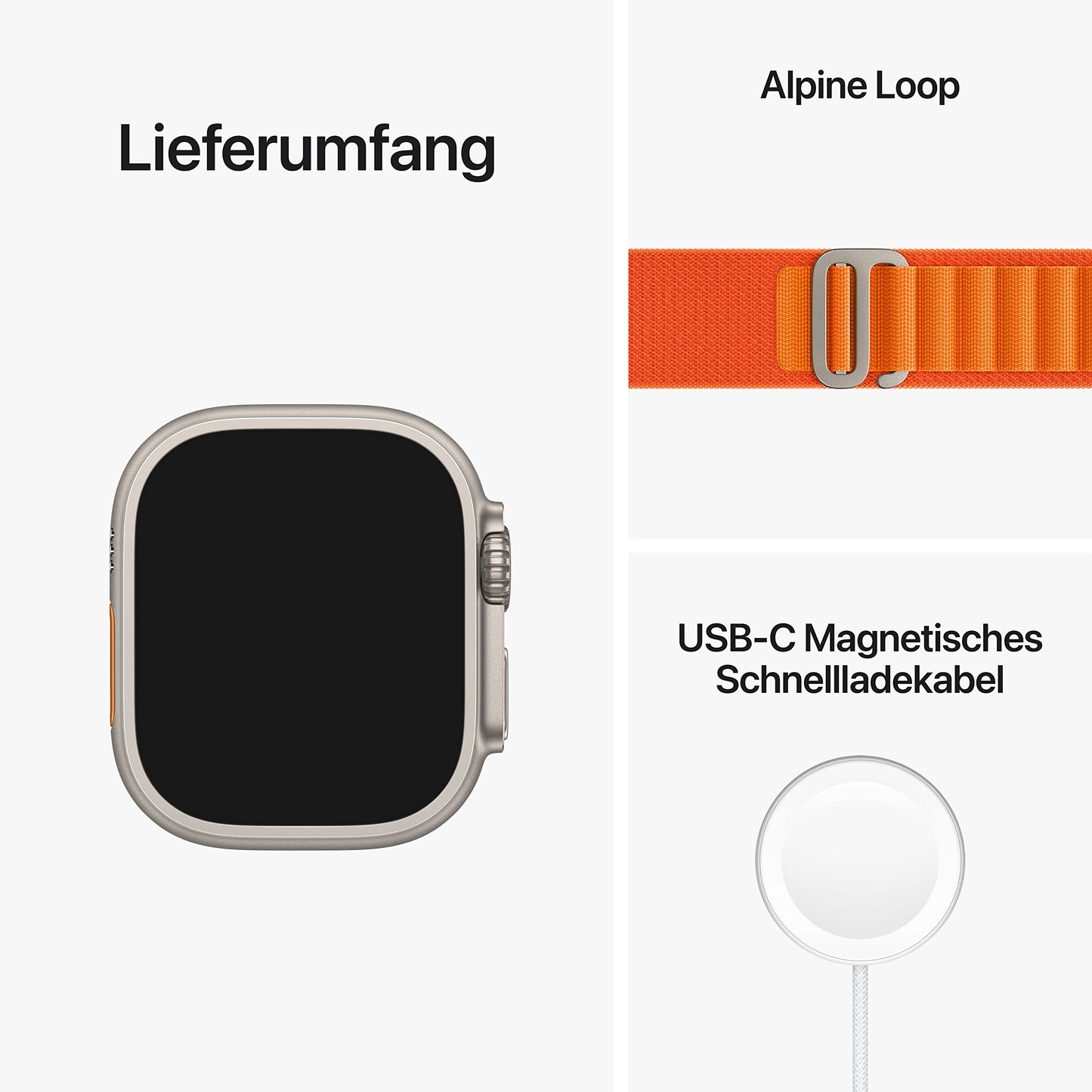 Apple Watch Ultra (GPS + Cellular, 49mm) Smartwatch - Titangehäuse, Alpine Loop Orange - Small. Fitnesstracker, präzisesGPS, Aktionstaste