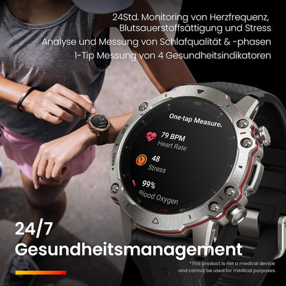 Amazfit Falcon 49mm Outdoor Smartwatch mit Dual-Band GPS, Smarter Sportcoach, Trainingsvorlagen, 150 Sportmodi, Saphir-Display