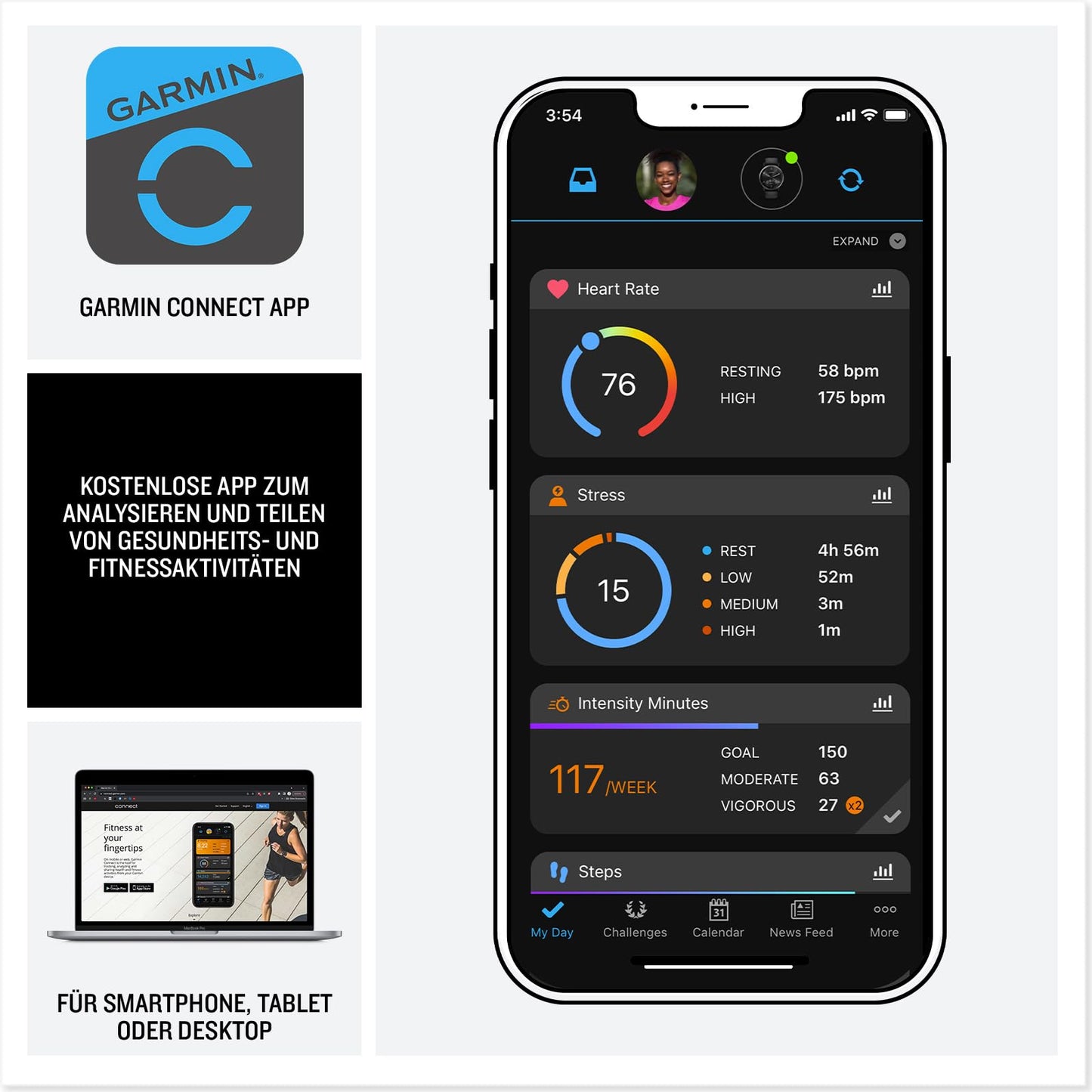 Garmin Venu 3 45mm – Fitness-Smartwatch, 1,4" AMOLED-Touchdisplay, bis zu 14 Tage Akkulaufzeit, 30+ Sport-Apps, Bluetooth Telefonie und Sprachassistenz, Garmin Music, GarminPay, Rollstuhlmodus