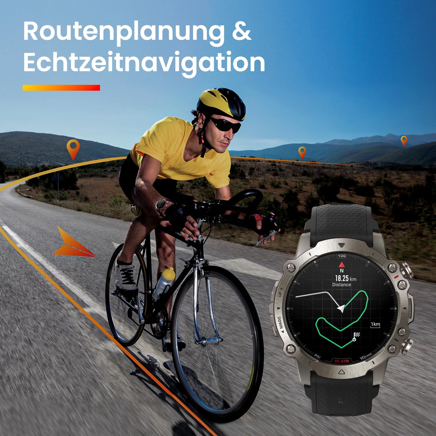 Amazfit Falcon 49mm Outdoor Smartwatch mit Dual-Band GPS, Smarter Sportcoach, Trainingsvorlagen, 150 Sportmodi, Saphir-Display