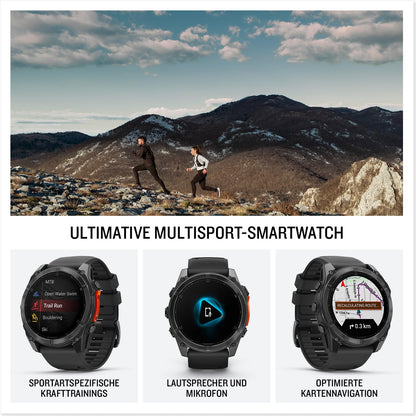 Garmin fēnix 8 51mm – GPS-Multisport-Smartwatch mit 1,4" AMOLED Touch-/Tastendisplay, Taschenlampe, TOPO-Karten