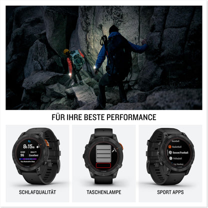 Garmin fēnix 7 Pro – GPS-Multisport-Smartwatch mit Solarladelinse, Farbdisplay und Touch-/Tastenbedienung, TOPO-Karten