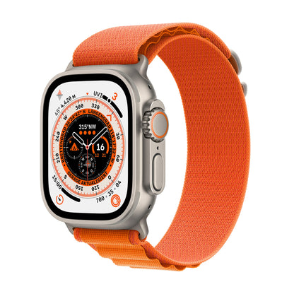 Apple Watch Ultra (GPS + Cellular, 49mm) Smartwatch - Titangehäuse, Alpine Loop Orange - Small. Fitnesstracker, präzisesGPS, Aktionstaste